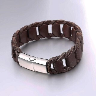Foto 3 | Foto 3 | Pulsera U7 De Piel Sintética Trenzada Para Unisex Color Marrón - Venta Internacional.