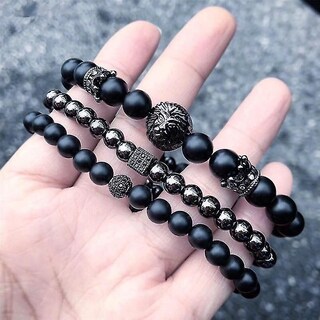 Foto 2 | Foto 2 | Juego De Pulseras Huoguo Para Hombre 17 Modernas Cuentas De Piedra Hechas A Mano - Venta Internacional.