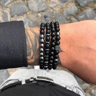 Foto 5 | Foto 5 | Juego De Pulseras Huoguo Para Hombre 17 Modernas Cuentas De Piedra Hechas A Mano - Venta Internacional.