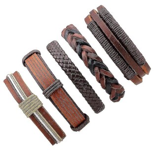 Foto 1 | Foto 1 | Pulseras Huoguo De Piel Tejida Marrón 5 Unidades/lote Para Hombre - Venta Internacional.