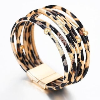Foto 4 | Foto 4 | Pulseras Huoguo Elegantes Multicapa De Cuero Con Envoltura Ancha Color Gris - Venta Internacional.