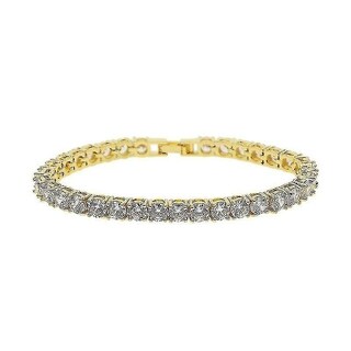 Foto 1 | Foto 1 | Pulsera Huoguo Hip Hop Iced Out Con Diamantes De Imitación De Una Hilera Dorada - Venta Internacional.