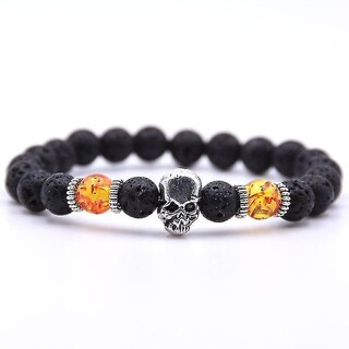 Foto 1 | Foto 1 | Pulsera Huoguo Black Rock Con Forma De Calavera De Piedra Volcánica Para Hombre 8 Mm - Venta Internacional.
