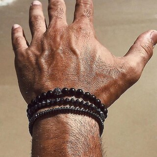 Foto 4 | Foto 4 | Juego De Pulseras Huoguo Para Hombre 16 Modernas Cuentas De Piedra Hechas A Mano - Venta Internacional.
