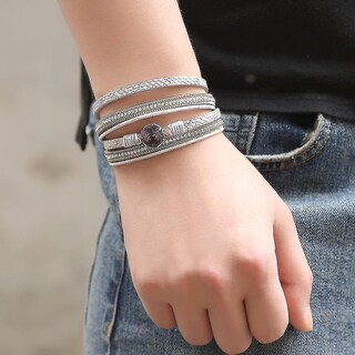 Foto 5 | Foto 5 | Pulsera Huoguo Elegante De Cuero Para Hombre Con Diamante Macadán - Venta Internacional.