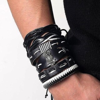 Foto 4 | Foto 4 | Pulsera Huoguo Classic De Cuero Multicapa Para Hombre - Venta Internacional.