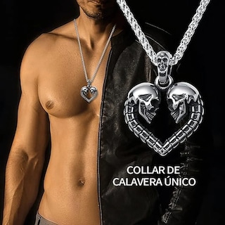 Foto 4 | Foto 4 | Collar De Corazón Belug Cadena De Calavera Acero Inoxidable Gótica Plata