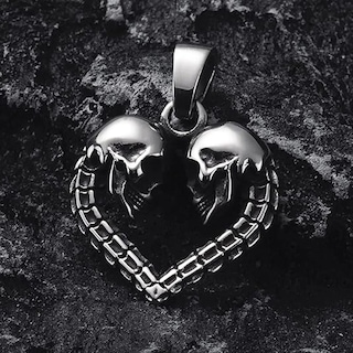 Foto 5 | Foto 5 | Collar De Corazón Belug Cadena De Calavera Acero Inoxidable Gótica Plata