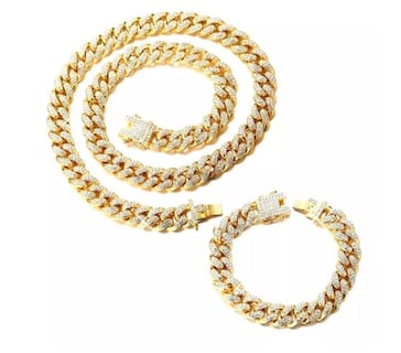 Foto 1 | Foto 1 | Cadena y Brazalete Cubana Wünd Dorados de Hip Hop para Hombre