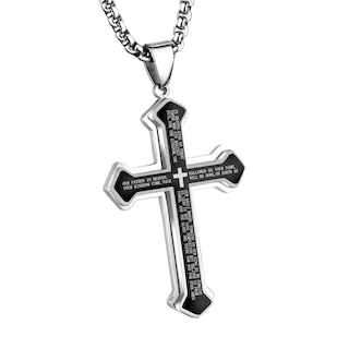 Foto 1 | Foto 1 | Collar Olevs Con Colgante En Forma De Cruz De Acero Inoxidable Negro Y Plateado Para Hombre - Venta Internacional.