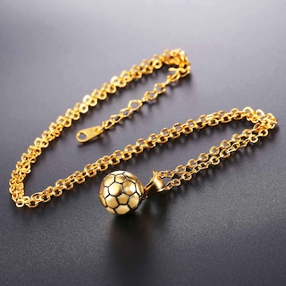 Foto 1 | Foto 1 | Collar Sanlin Beans Soccer De Acero Inoxidable Chapado En Oro De 18 Quilates - Venta Internacional.