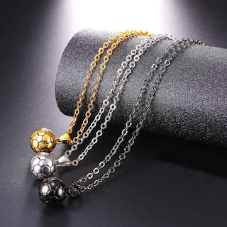 Foto 3 | Foto 3 | Collar Sanlin Beans Soccer De Acero Inoxidable Chapado En Oro De 18 Quilates - Venta Internacional.