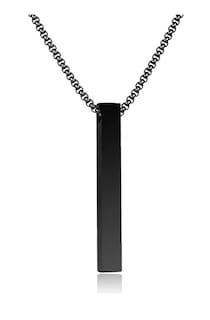 Foto 1 | Foto 1 | Collar Hombre Barra Rectangular Negra Prisma Cilindro Negro Para Hombres Acero Inoxidable Regalo Cumpleaños