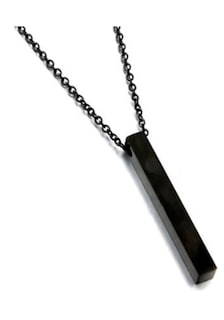 Foto 2 | Foto 2 | Collar Hombre Barra Rectangular Negra Prisma Cilindro Negro Para Hombres Acero Inoxidable Regalo Cumpleaños