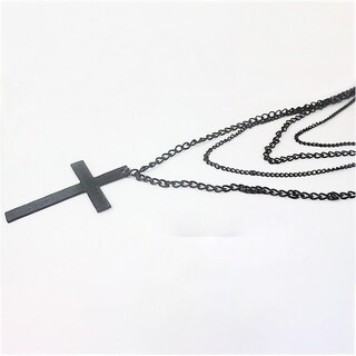 Foto 5 | Foto 5 | Collar Huoguo Con Colgante Multicapa Con Forma De Cruz Negra De Metal Largo - Venta Internacional.
