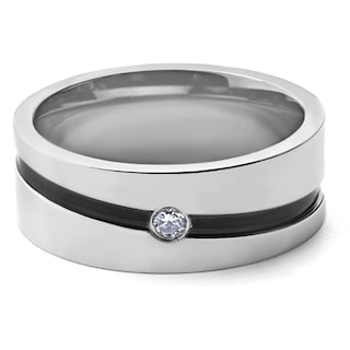 Foto 2 | Foto 2 | Anillo West Coast Jewelry De Plata Con Ranura De Circonita Cúbica Chapada En Negro - Venta Internacional.