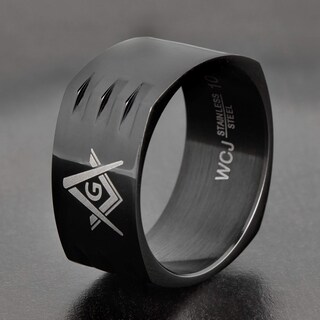 Foto 4 | Foto 4 | Anillo West Coast Jewelry Masonic De Acero Inoxidable Chapado En Negro - Venta Internacional.