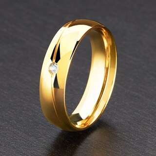 Foto 4 | Foto 4 | Anillo West Coast Jewelry Solitaire De Acero Inoxidable Chapado En Oro - Venta Internacional.