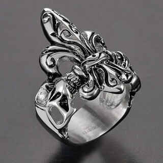 Foto 4 | Foto 4 | Anillo West Coast Jewelry De Acero Inoxidable Envejecido Con Calavera De Flor De Lis - Venta Internacional.