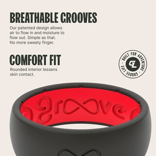 Foto 3 | Foto 3 | Anillo De Boda Groove Life Solid, Silicona Negra Y Roja, Talla 10, Para Hombre - Venta Internacional.