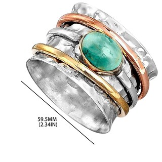 Foto 3 | Foto 3 | Anillo Huoguo Diseño Retro De Aleación Bañado En Turquesa Diseño De Calavera - Venta Internacional.