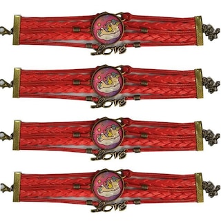 Foto 1 | Foto 1 | Pulsera Brazalete de Moda Unicornio 4 Piezas Roja de Plástico y Metal