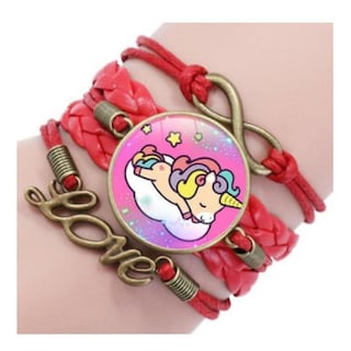 Foto 2 | Foto 2 | Pulsera Brazalete de Moda Unicornio 4 Piezas Roja de Plástico y Metal