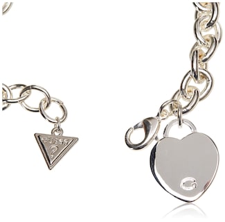 Foto 2 | Foto 2 | Brazalete Guess Basic Silver Logo G con Eslabones En Forma De Corazón De 7.5 Pulgadas - Venta Internacional