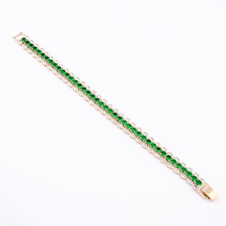 Foto 1 | Foto 1 | Pulsera Linea Triple Circular En Tono Verde The Golden Store Chapa De Oro 18k