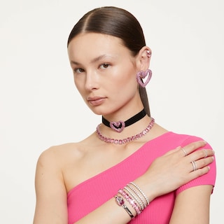 Foto 7 | Foto 7 | Pulsera De Tenis Swarovski Matrix Con Cristales Redondos Rosas - Venta Internacional.