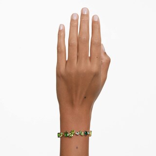 Foto 5 | Foto 5 | Brazalete Swarovski Gema Con Cristales Verdes Suaves En Tono Dorado - Venta Internacional.