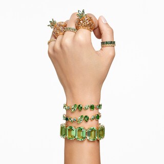 Foto 7 | Foto 7 | Brazalete Swarovski Gema Con Cristales Verdes Suaves En Tono Dorado - Venta Internacional.