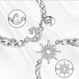Foto 3 | Foto 3 | Pulseras De Pareja Xtellar Sol Y Luna Color Plata