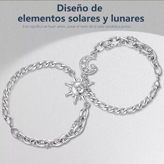 Foto 4 | Foto 4 | Pulseras De Pareja Xtellar Sol Y Luna Color Plata