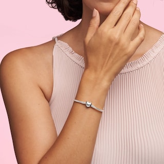 Foto 3 | Foto 3 | Pulsera Pandora Moments Con Cierre De Corazón Y Cadena De Serpiente De Plata 925 - Venta Internacional.