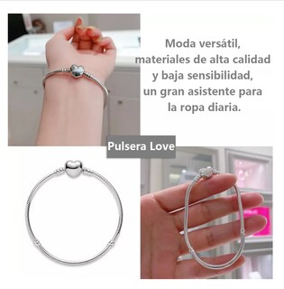Foto 5 | Foto 5 | Pulsera Plata Corazón Para Charms Cadena Serpiente Broche