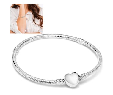 Foto 2 | Foto 2 | Pulsera Plata Corazón Para Charms Cadena Serpiente Broche