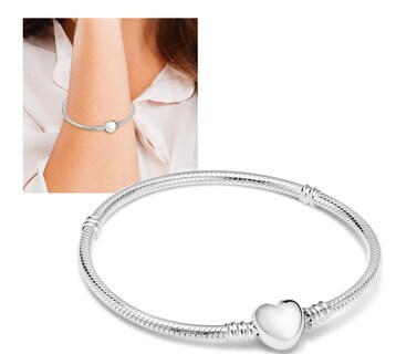 Foto 4 | Foto 4 | Pulsera Plata Corazón Para Charms Cadena Serpiente Broche