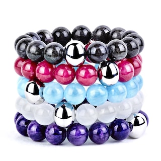 Foto 3 | Foto 3 | Pulsera West Coast Jewelry Elya De Jade Teñido De Blanco Con Cuentas De Acero - Venta Internacional.