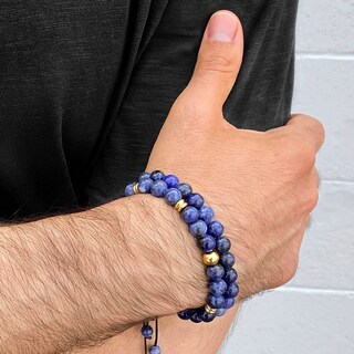 Foto 4 | Foto 4 | Pulsera West Coast Jewelry, Piedra Sodalita, Acero Chapado En Oro - Venta Internacional.