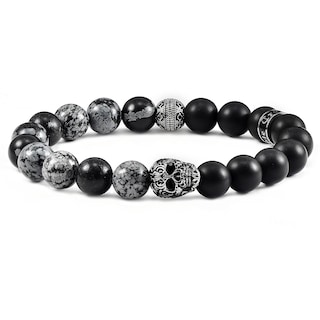 Foto 1 | Foto 1 | Brazalete Crucible De Acero Inoxidable Con Calavera, Copo De Nieve, Ágata Y Ónix - Venta Internacional.