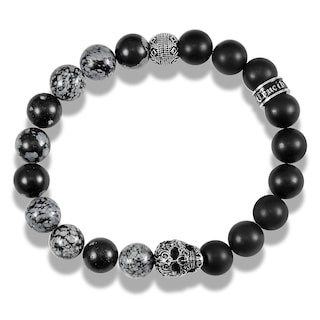 Foto 2 | Foto 2 | Brazalete Crucible De Acero Inoxidable Con Calavera, Copo De Nieve, Ágata Y Ónix - Venta Internacional.
