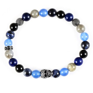 Foto 2 | Foto 2 | Pulsera Crucible De Acero Inoxidable Con Calavera, Ónix Y Lapislázuli - Venta Internacional.