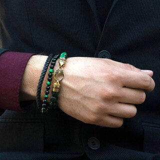 Foto 3 | Foto 3 | Pulsera Crisol Green Tiger Eye Stone, Acero Chapado En Oro - Venta Internacional.