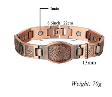 Foto 2 | Foto 2 | Pulsera De Terapia De Cobre Puro Magnético De Neodimio