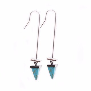 Foto 1 | Foto 1 | Pendientes Huoguo  Moderno Estampado De Piedras Con Incrustaciones De Turquesa - Venta Internacional.