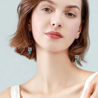Foto 3 | Foto 3 | Pendientes Huoguo  Moderno Estampado De Piedras Con Incrustaciones De Turquesa - Venta Internacional.