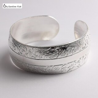 Foto 1 | Foto 1 | Pulsera Huoguo Gypsy Con Forma De Flor Cuadrada Vintage Retro Plateada - Venta Internacional.