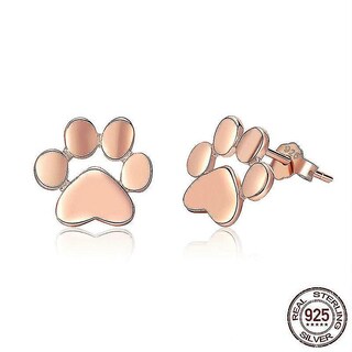 Foto 1 | Foto 1 | Pendientes Huoguo De Plata De Ley 925 Chapados En Oro Rosa Con Forma De Pata De Gato - Venta Internacional.