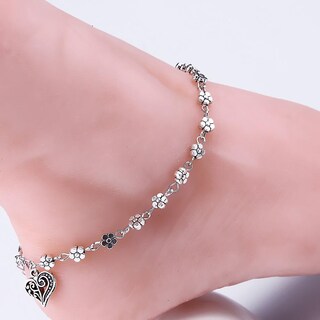 Foto 1 | Foto 1 | Pulsera Tobillera Para Mujer Cadena De Cuentas Plateadas Con Diamantes De Imitación - Venta Internacional.